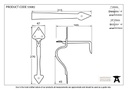 Pewter Tuscan Thumblatch - 33082 - Technical Drawing