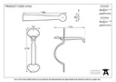 Pewter XL Medium Bean Thumblatch - 33762 - Technical Drawing