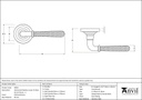 Pol. Bronze Hammered Newbury Lever on Rose Set (Art Deco) - Unsprung - 50054 - Technical Drawing