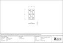 Polished Brass 2&quot; Butt Hinge (pair) - 49580 - Technical Drawing