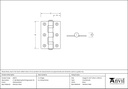 Polished Brass 3" Ball Bearing Butt Hinge (pair) ss - 49572 - Technical Drawing