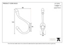 Polished Brass 6 1/2&quot; Hat &amp; Coat Hook - 83525 - Technical Drawing