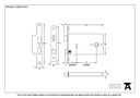 Polished Brass 6&quot; Horizontal 5 Lever Sash Lock - 91073 - Technical Drawing