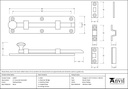 Polished Brass 6&quot; Universal Bolt - 33097 - Technical Drawing