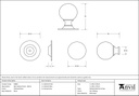 Polished Brass Ball Cabinet Knob 39mm - 83881 - Technical Drawing