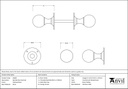 Polished Brass Ball Mortice Knob Set - 83630 - Technical Drawing