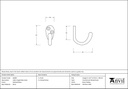 Polished Brass Celtic Single Robe Hook - 46308 - Technical Drawing