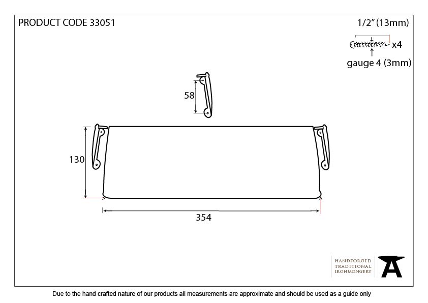 Polished Brass Large Letter Plate Cover - 33051 - Technical Drawing