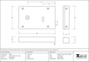 Polished Brass Left Hand Rim Lock - Large - 83585 - Technical Drawing