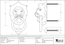 Polished Brass Lion Head Knocker - 33020 - Technical Drawing