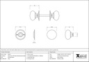 Polished Brass Mushroom Mortice/Rim Knob Set - 83564 - Technical Drawing