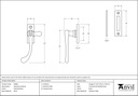 Polished Brass Peardrop Fastener - 83696 - Technical Drawing