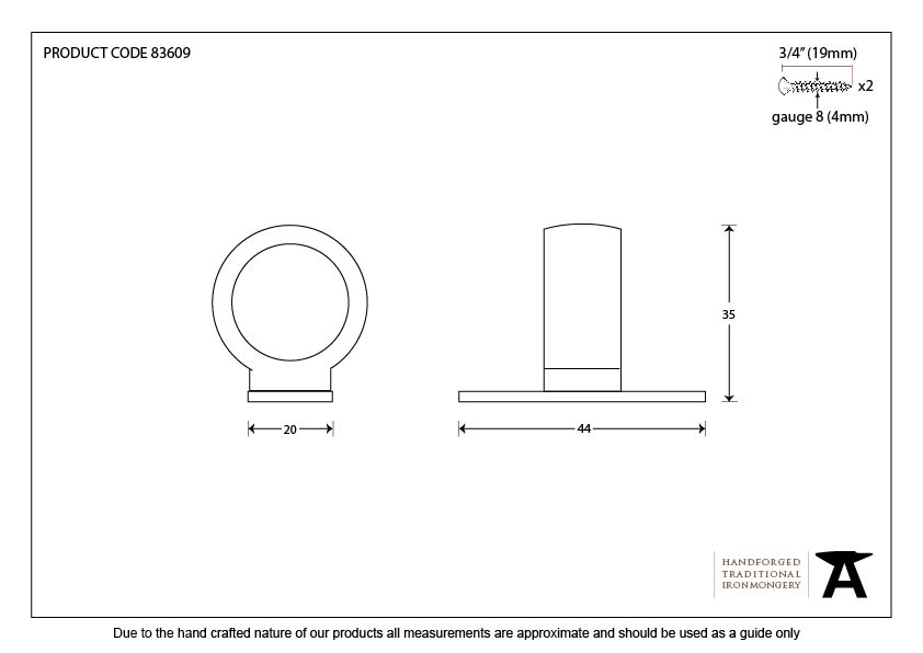 Polished Brass Sash Eye Lift - 83609 - Technical Drawing