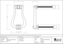 Polished Brass Slimline Art Deco Door Knocker - 46552 - Technical Drawing