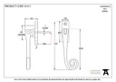 Polished Brass Slim Monkeytail Espag - RH - 33311 - Technical Drawing