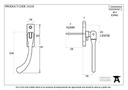 Polished Brass Slim Peardrop Espag - LH - 33335 - Technical Drawing
