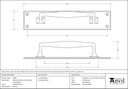 Polished Bronze 300mm Art Deco Pull Handle on Backplate - 45383 - Technical Drawing