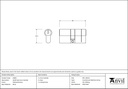 Polished Bronze 30/30 5pin Euro Cylinder - 45801 - Technical Drawing