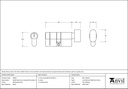 Polished Bronze 30/30 5pin Euro Cylinder/Thumbturn - 45841 - Technical Drawing