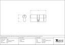 Polished Bronze 35/35 5pin Euro Cylinder - 45805 - Technical Drawing