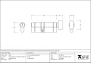 Polished Bronze 35/45T 5pin Euro Cylinder/Thumbturn - 45857 - Technical Drawing