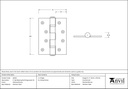 Polished Bronze 4&quot; Ball Bearing Butt Hinge (pair) ss - 46526 - Technical Drawing