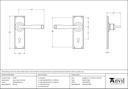 Polished Bronze Avon Lever Lock Set - 45787 - Technical Drawing