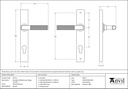 Polished Bronze Brompton Slimline Espag. Lock Set - 45776 - Technical Drawing