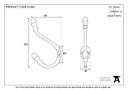 Polished Bronze Hat &amp; Coat Hook - 91963 - Technical Drawing