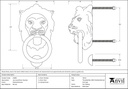 Polished Bronze Lion Head Knocker - 91999 - Technical Drawing