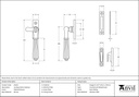 Polished Bronze Locking Hinton Fastener - 45343 - Technical Drawing