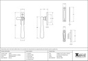 Polished Bronze Locking Newbury Fastener - 91951 - Technical Drawing