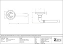 Polished Bronze Newbury Lever on Rose Set - Unsprung - 50095 - Technical Drawing