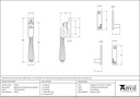 Polished Bronze Night-Vent Locking Hinton Fastener - 45348 - Technical Drawing