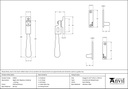 Polished Bronze Night-Vent Locking Newbury Fastener - 91952 - Technical Drawing