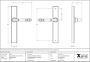 Polished Bronze Reeded Slimline Lever Latch - 45428 - Technical Drawing