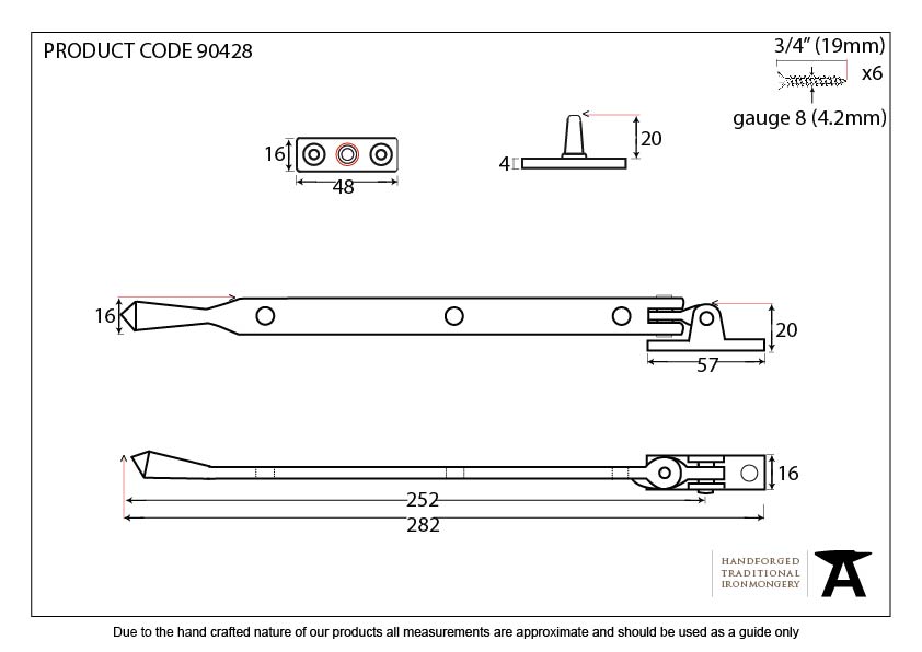 Polished Chrome 10" Avon Stay - 90428 - Technical Drawing