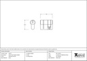 Polished Chrome 30/10 5pin Single Cylinder - 46279 - Technical Drawing