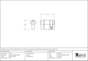 Polished Chrome 35/10 5pin Single Cylinder - 46282 - Technical Drawing