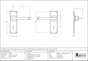 Polished Chrome Avon Lever Lock Set - 90359 - Technical Drawing