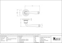 Polished Chrome Avon Round Lever on Rose Set (Art Deco) - 45616 - Technical Drawing