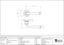 Polished Chrome Avon Round Lever on Rose Set (Art Deco) - Unsprungnsprung - 49950 - Technical Drawing