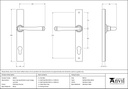 Polished Chrome Avon Slimline Lever Espag. Lock Set - 90355 - Technical Drawing