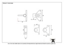 Polished Chrome Fanlight Catch + Two Keeps - 90268 - Technical Drawing