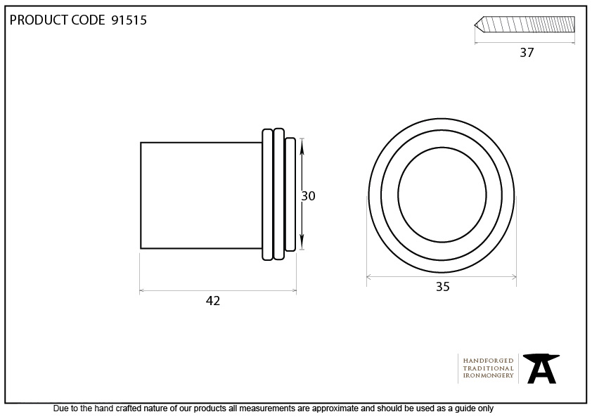 Polished Chrome Floor Mounted Door Stop - 91515 - Technical Drawing