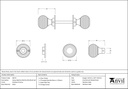 Polished Chrome Heavy Beehive Mortice/Rim Knob Set - 90273 - Technical Drawing