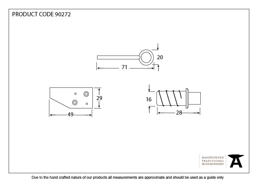 Polished Chrome Key-Flush Sash Stop - 90272 - Technical Drawing