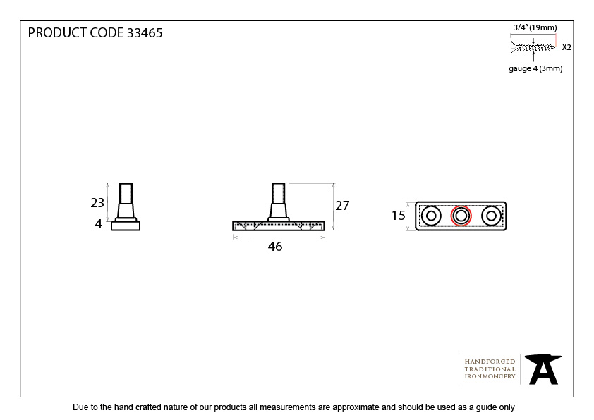 Polished Chrome Locking Stay Pin - 33465 - Technical Drawing