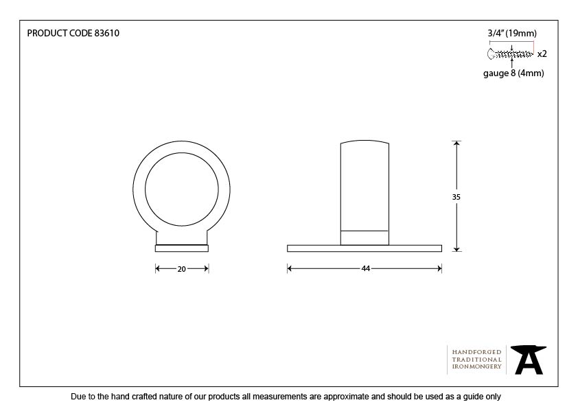 Polished Chrome Sash Eye Lift - 83610 - Technical Drawing