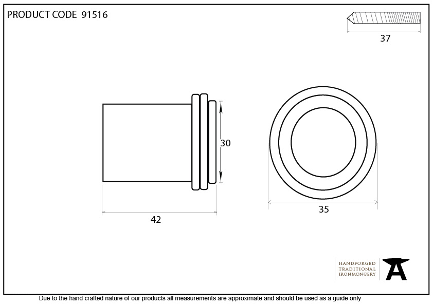 Polished Nickel Floor Mounted Door Stop - 91516 - Technical Drawing